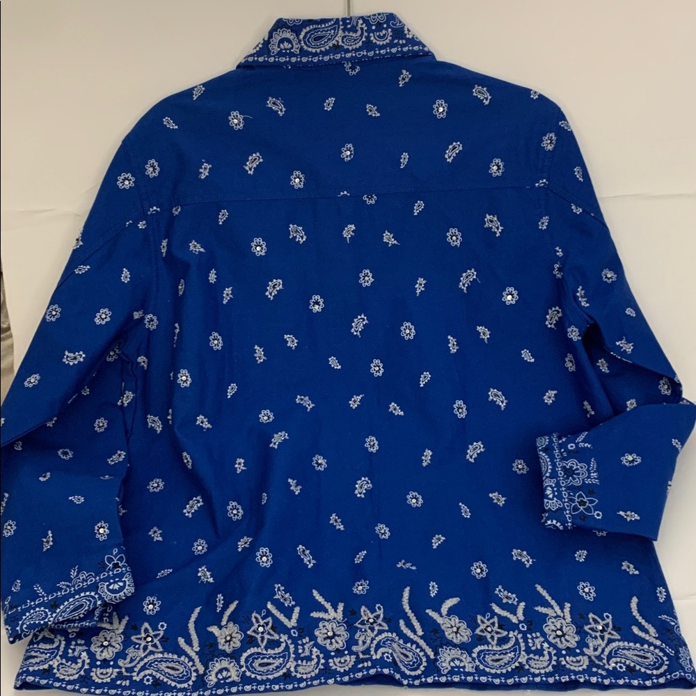 The Quacker Factory Size Small QVC Blue Jacket w/Designs & Rhinestones - Picture 8 of 12